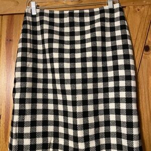 Talbots Black and White Plaid Pencil Skirt